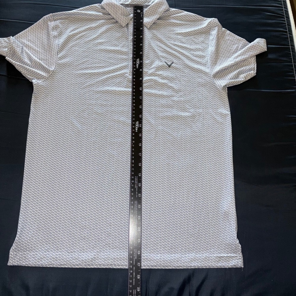 Callaway Mens Opti-Dri Golf Polo Shirt Blue White Geometric Basketweave Small - Picture 6 of 8